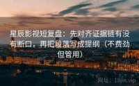 星辰影视短复盘：先对齐证据链有没有断口，再把段落写成提纲（不费劲但管用）