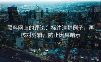 黑料网上的评论：标注清楚例子，再核对剪辑，防止因果暗示